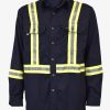 Flame Resistant 7 oz Safety Striped Work Shirt - USN650