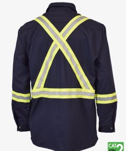 Flame Resistant 7 oz Safety Striped Work Shirt - USN650