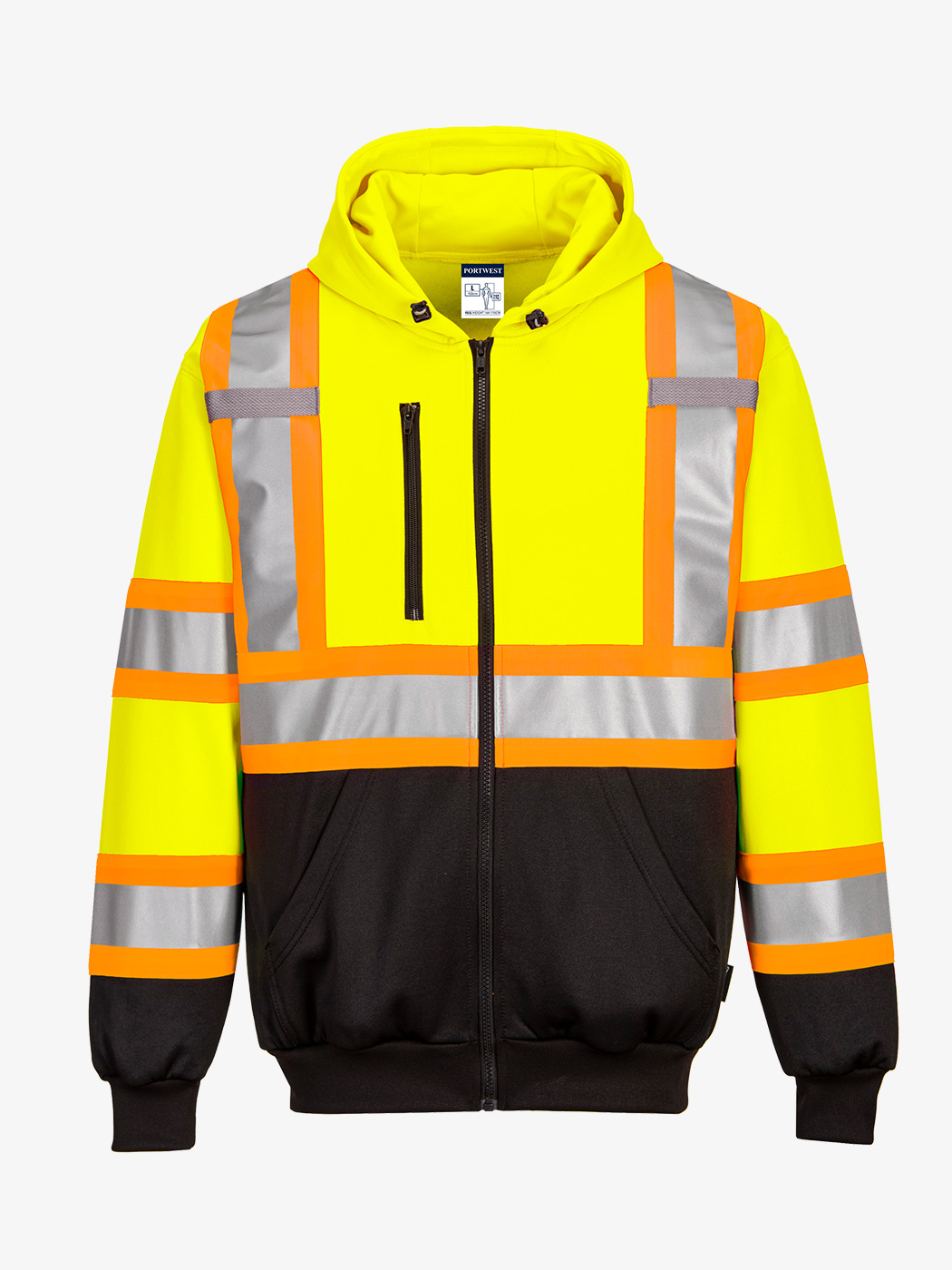 x-back-contract-tape-hoodie-yellow-blackfront CA170 in yellow