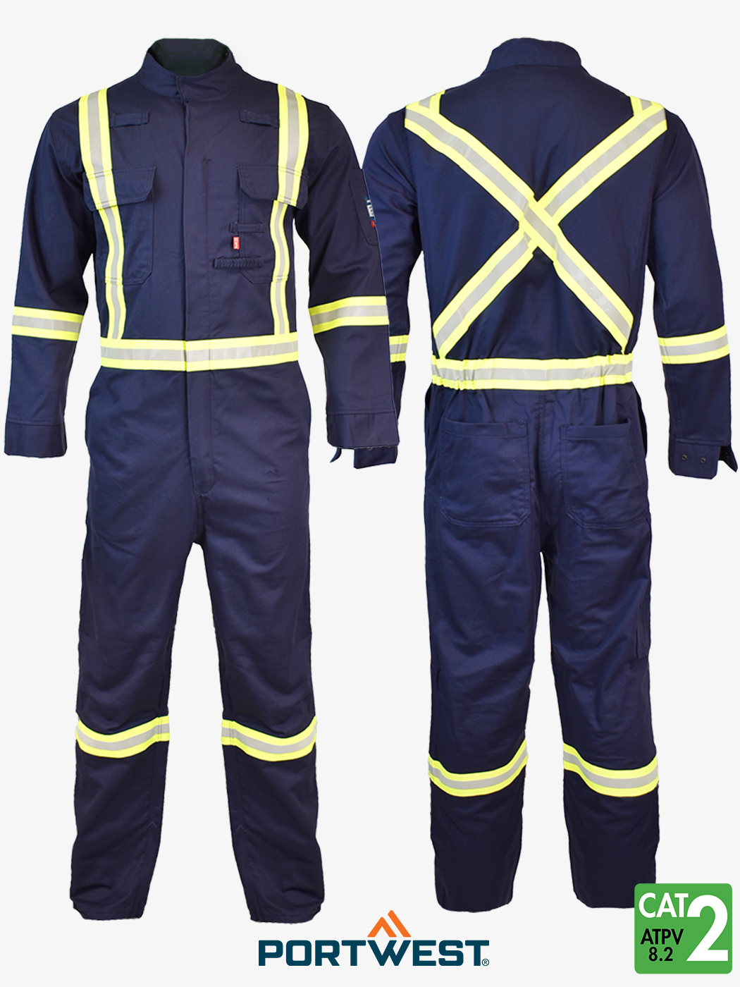 Bizflame-88-12-Iona-Xtra-Flame-Resistant-FR-coverall-navy IFR FR Flame Resistant Bizflame Coveralls Navy Blue