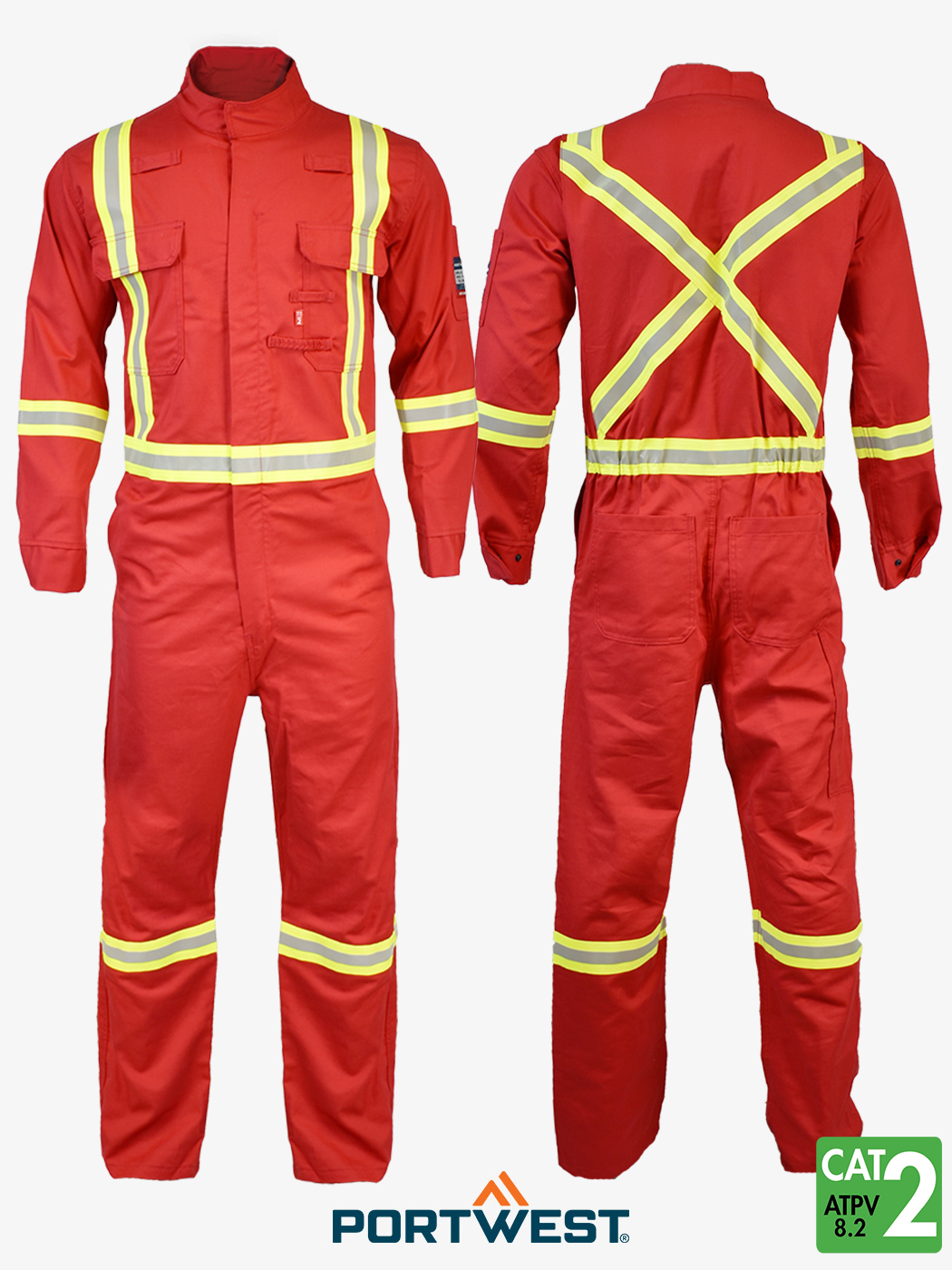 Bizflame-88-12-Iona-Xtra-Flame-Resistant-FR-coverall-red IFR FR Flame Resistant Bizflame Coveralls Red