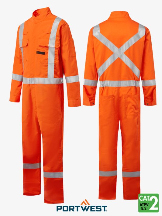 Bizflame-88-12-X-Back-Iona-Flame-Resistant-FR-Hi-Vis-Coverallangled-view Bizflame® 2” High-Vis Iona FR Coverall - FR510