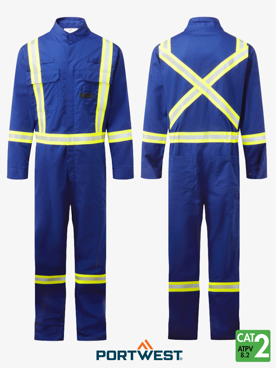 Bizflame-88-12-X-Back-Iona-Xtra-Flame-Resistant-FR-coverall-royal-blue Bizflame® 2” High-Vis Iona Xtra FR Coverall - FR511