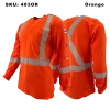 FR/AR High Vis 2-inch Striping Orange Henley Shirt - 403OR