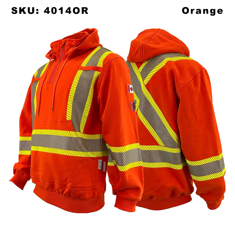 4014OR High-Vis FR/AR Pullover Hoodie 4-inch Striping - 4014OR
